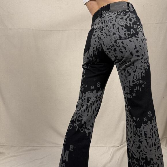 Vintage Moschino Jeans Peace Sign Pants - Y2K Logo Print - Size 28 - Picture 5 of 8